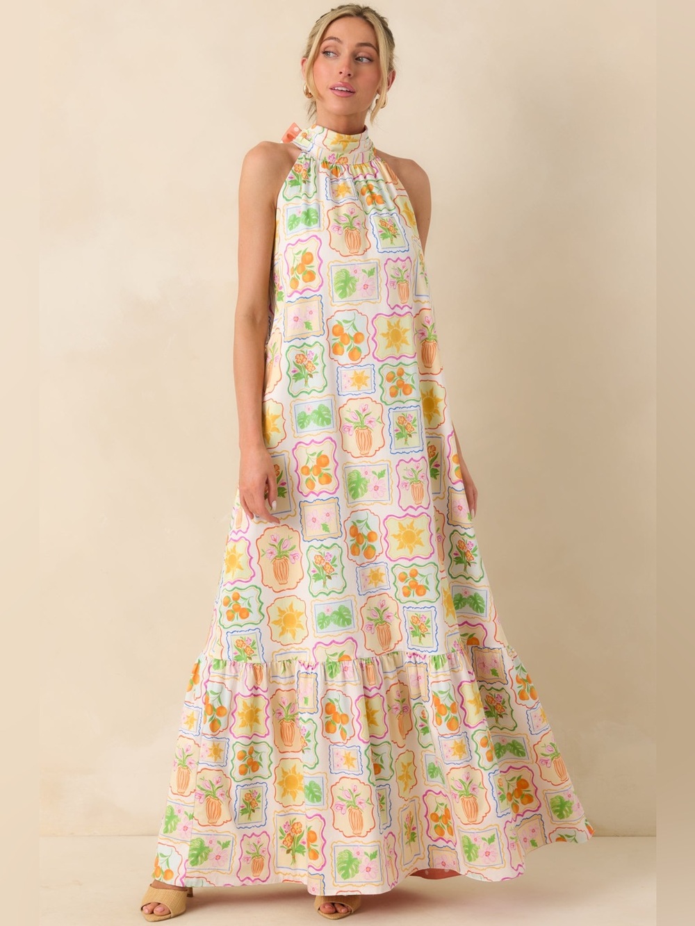 NWT| Prosperina Rebecca Multi Print Cotton Reversible Maxi Dress